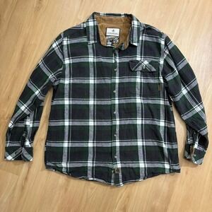 Legendary Whitetails Buck Camp Men's Large Flannel Button Up Shirt Green
